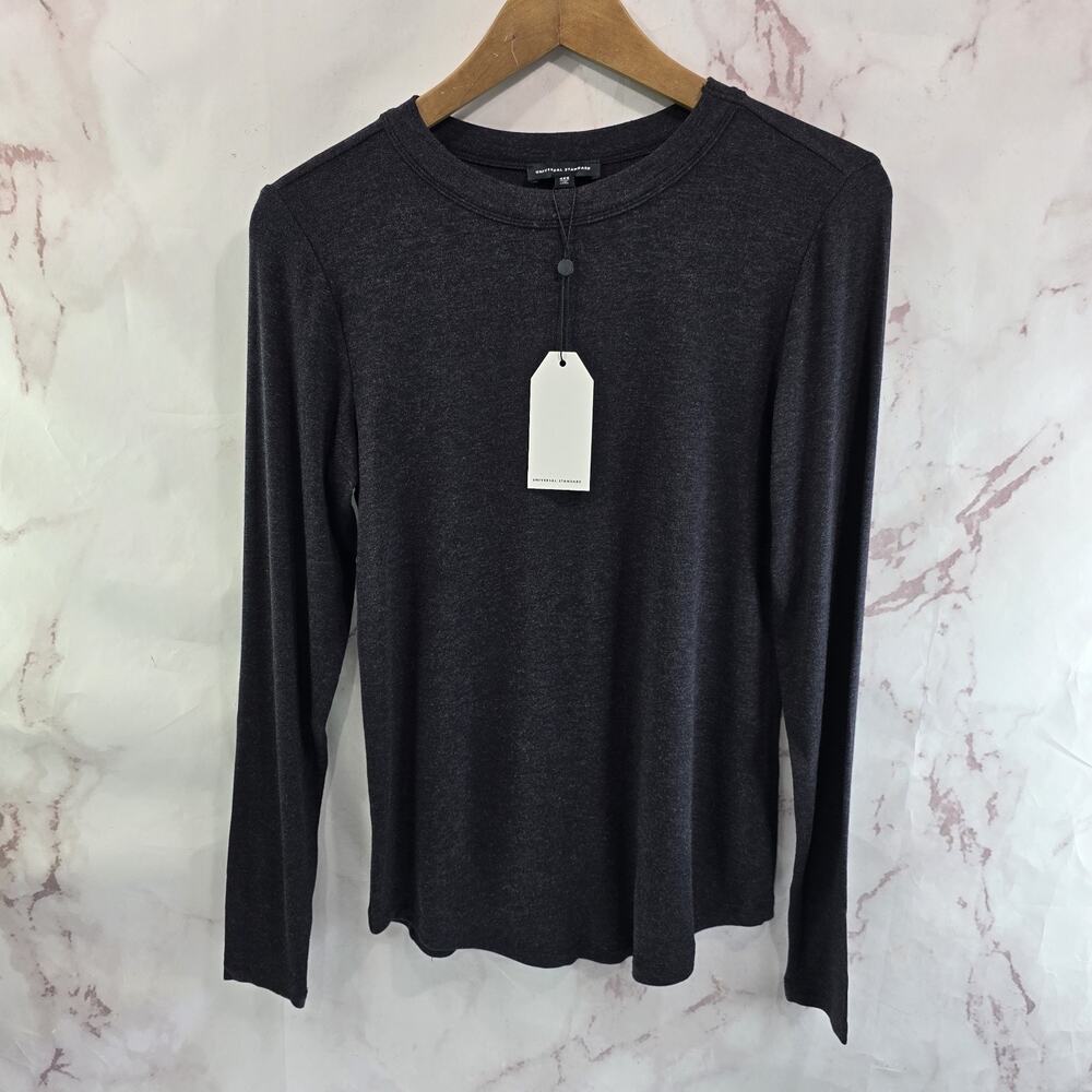 Universal Standard Shirt Womens XS 4XS Light Black Crew Tee T Long Sleeve Rayon